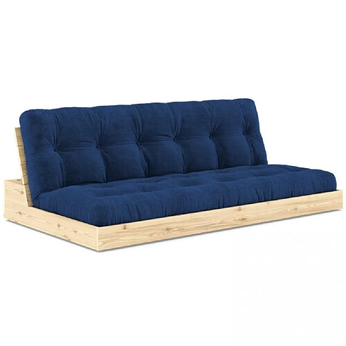 Inside 75 Canapé lit futon BASE bleu roi couchage 130cm dossiers coffres