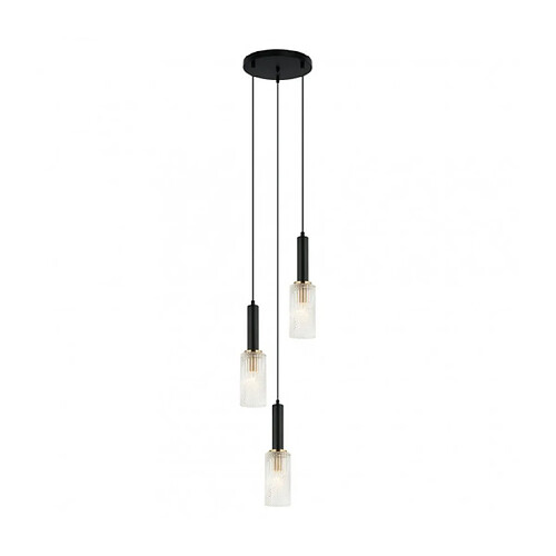 Luminaire Center Suspension Perola Acier Noir 3 ampoules 132cm