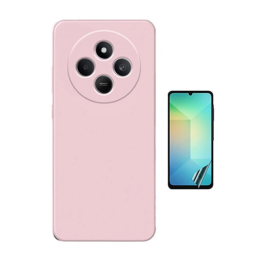 Kit De Film Hydrogel Avant À Couverture Complète + Couverture En Silicone Liquide Phonecare Pour Xiaomi Redmi 14R - Rose