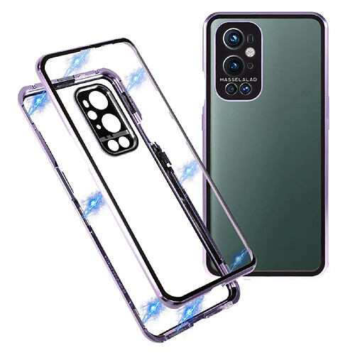 Coque en métal Cadre d'installation de serrure magnétique violet pour votre OnePlus 9 Pro