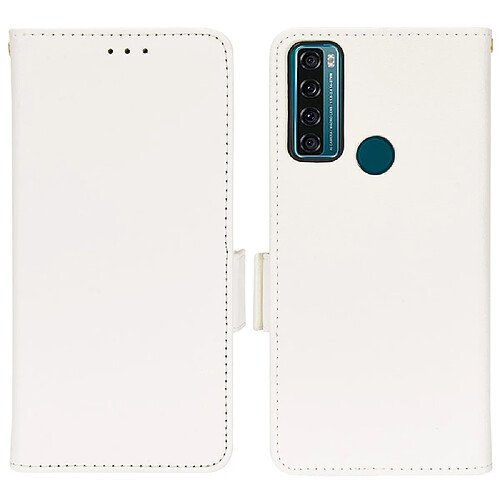 Etui en PU texture litchi, fermeture magnétique, blanc pour votre TCL 20 SE