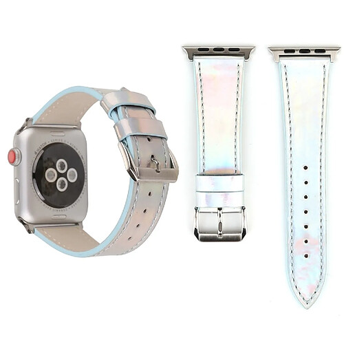 Wewoo Bande de montre-bracelet en cuir véritable de la série Fashion Laser pour Apple Watch séries 3 & 2 & 1 38mm bleu