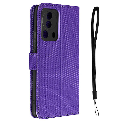 Avizar Étui pour Xiaomi 13 Lite porte-cartes effet croisillons avec dragonne Violet