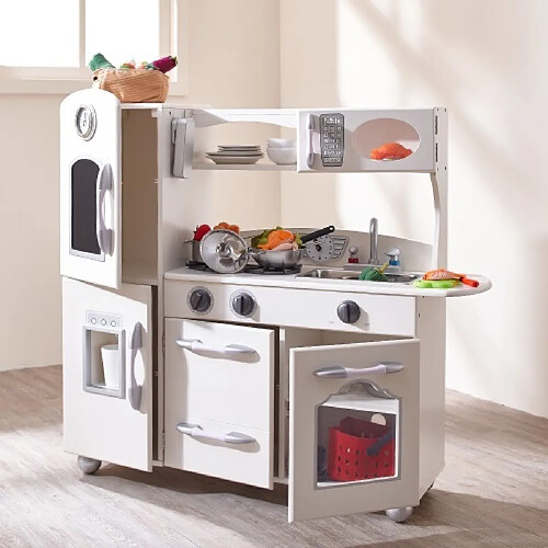 Cuisine de jeu enfant dinette en bois blanche fille garçon mixte Teamson Kids TD-11414W