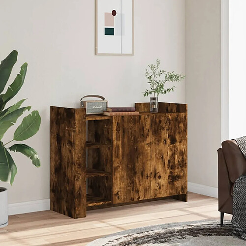 vidaXL Buffet chêne fumé 100x35x75 cm bois d'ingénierie