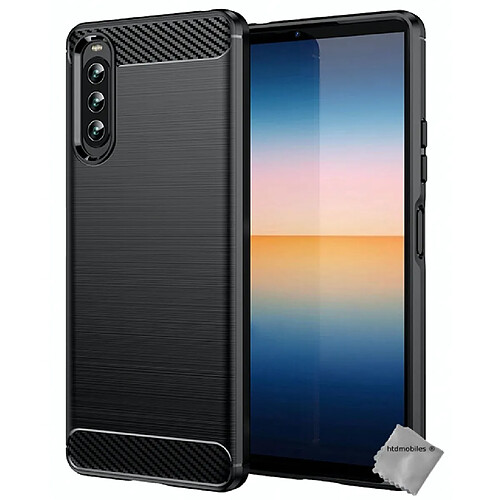 Htdmobiles Coque silicone gel carbone pour Sony Xperia 10 IV + verre trempe - NOIR