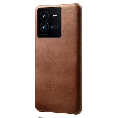 Coque en TPU + PU texture des veaux, anti-chutte pour votre Vivo iQOO 10 Pro 5G - marron