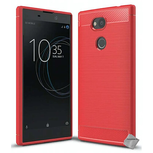 Htdmobiles Coque silicone gel carbone pour Sony Xperia L2 + verre trempe - ROUGE