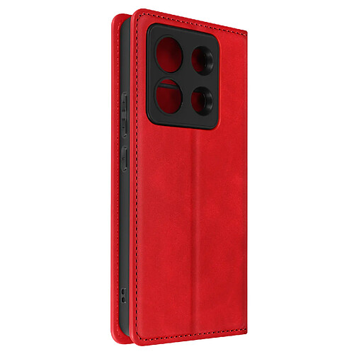 Avizar Étui pour Xiaomi Redmi Note 13 Pro Portefeuille Support Vidéo Soft Cover Rouge