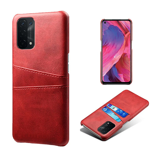 Coque en TPU + PU avec double porte-cartes rouge pour votre Oppo A74 5G/A54 5G/A93 5G