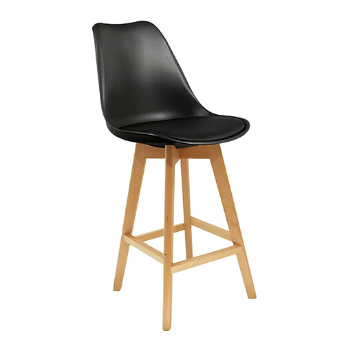 The Home Deco Factory Tabouret de bar en bois scandinave Home Factory - H. 105 cm - Noir