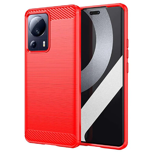 Htdmobiles Coque pour Xiaomi 13 Lite 5G - housse etui silicone gel carbone + verre trempe - ROUGE