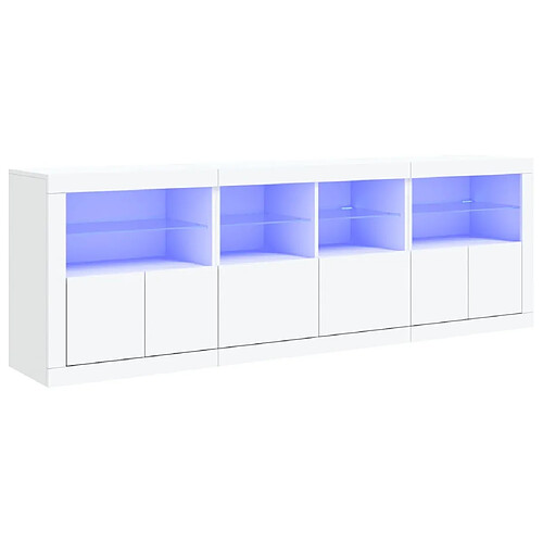 Maison Chic Commode Buffet - Meuble de rangement avec lumières LED blanc 202x37x67 cm -GKD93326