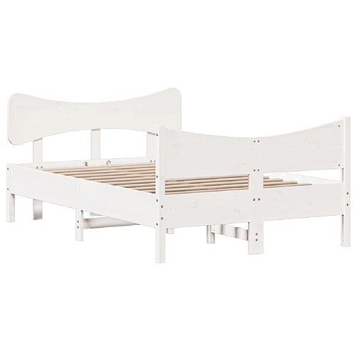 Vidaxl Cadre de lit avec tête de lit blanc 120x190 cm bois pin massif