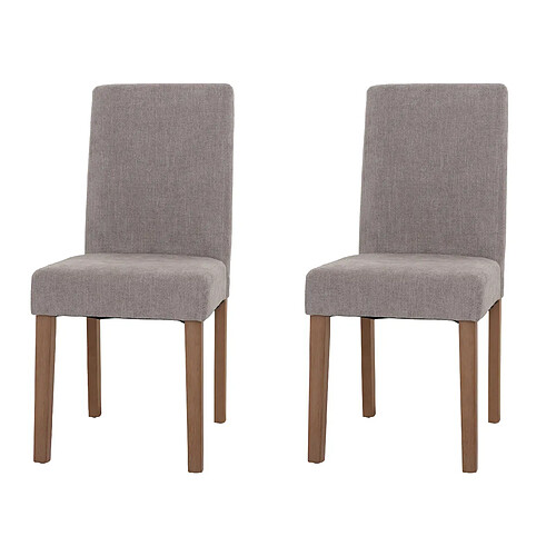 Decoshop26 Lot de 2 chaises de salle à manger dossier haut en tissu chenille gris clair pieds en bois clairs 04_0007322