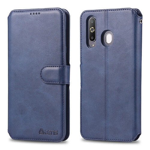 Wewoo Housse Coque Pour Galaxy A60 / M40 AZNS Étui en cuir avec rabat magnétique et texture de mollet porte et fentes cartes et cadre photo Bleu