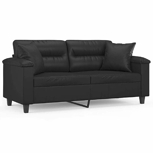 Maison Chic Canapé 2 places avec oreillers,Sofa de Salon,Canapé droit décoratifs noir 140cm similicuir -GKD509319