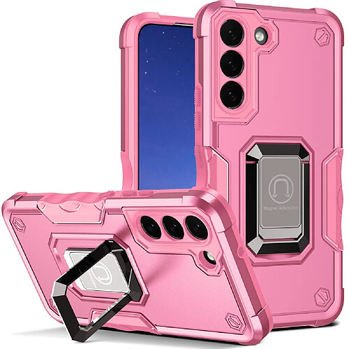 Coque en TPU antichoc avec béquille rose pour votre Samsung Galaxy S22 Plus 5G