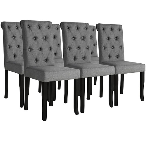 vidaXL Chaises à manger lot de 6 gris foncé tissu