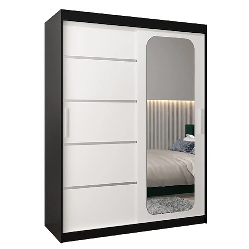 Abiks Meble Armoire PROMO V2 À Portes Coulissantes 200/150/62 2 Portes (Noir/Blanc)