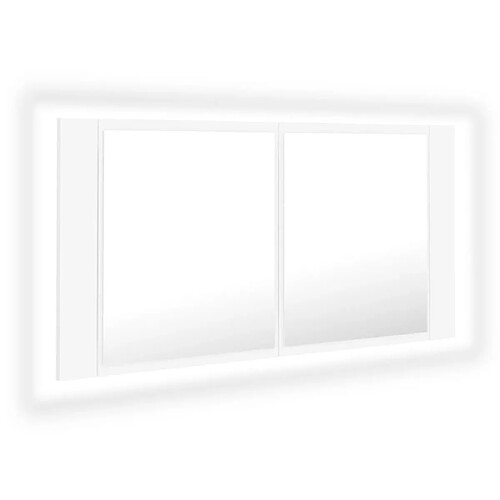 Maison Chic Armoire salle de bain,Meuble de rangement de salle de bain,Meuble haut à miroir LED Blanc 90x12x45 cm Acrylique -GKD353011