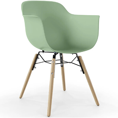 ICONIK INTERIOR Chaise de Salle à Manger Design Scandinave - Pieds en Bois - Nordika Vert pastel