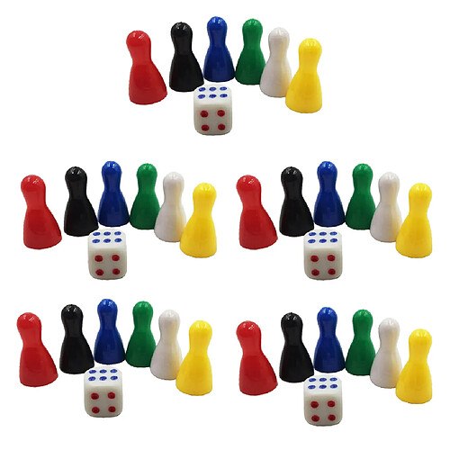 30pcs Jeu D'échecs avec 5 Dés Multi Dés à Jouer Accessoires de Jeux de Société Partie Fournitures