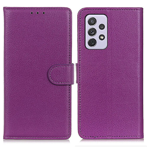 Etui en PU texture litchi, fermoir aimanté, antichoc avec support violet pour votre Samsung Galaxy A73 5G