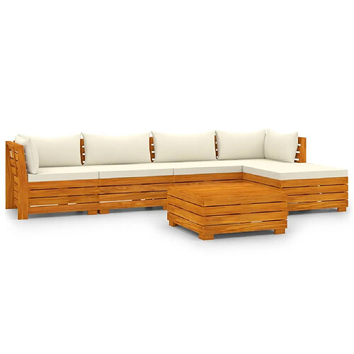 Maison Chic Salon de jardin 6 pcs avec coussins | Ensemble de Table et chaises | Mobilier d'Extérieur Bois d'acacia solide -GKD65188