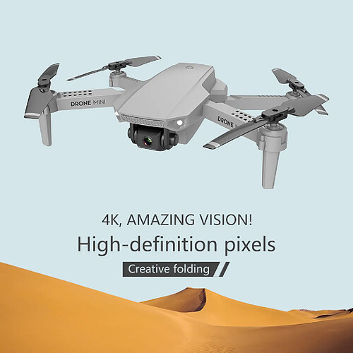 Universal E88 Mini Drone 1080P WiFi FPV HD 4K Double Caméra RC Inutile Mode de contrôle d'altitude Pliable Quatre Rotations Avion Hélicoptère Jouet Cadeau | RC Helicopter(Gris)