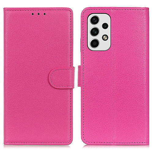 Etui en PU texture litchi, fermoir aimanté avec support rose pour votre Samsung Galaxy A23 5G