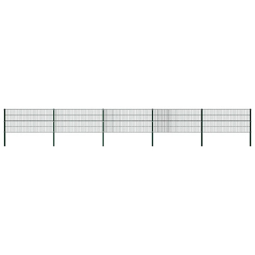 vidaXL Panneau de clôture avec poteaux Fer 8,5 x 0,8 m Vert