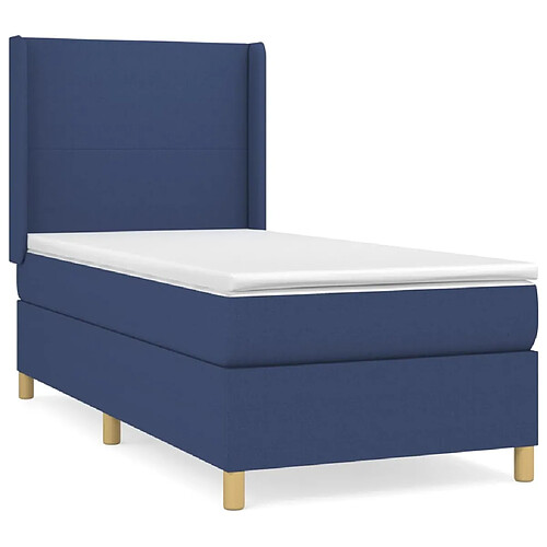 Maison Chic Lit adulte- Lit + matelas,Sommier à lattes de lit avec matelas Bleu 80x200 cm Tissu -GKD25567