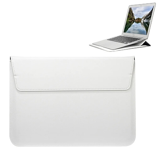 Wewoo Housse Étui blanc pour ordinateur portable ultra-mince Tablette Tactile 15,4 pouces, Taille: 39x28x1.5cm Enveloppe universelle Style PU en cuir avec support