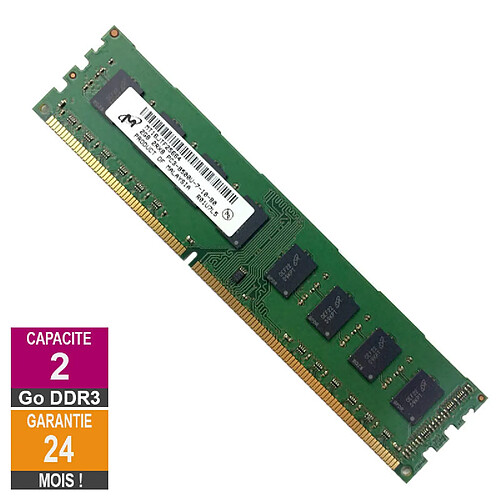 Barrette Mémoire 2Go RAM DDR3 Micron MT16JTF25664AY-1G1D1 PC3-8500U 1066MHz 2Rx8 · Reconditionné