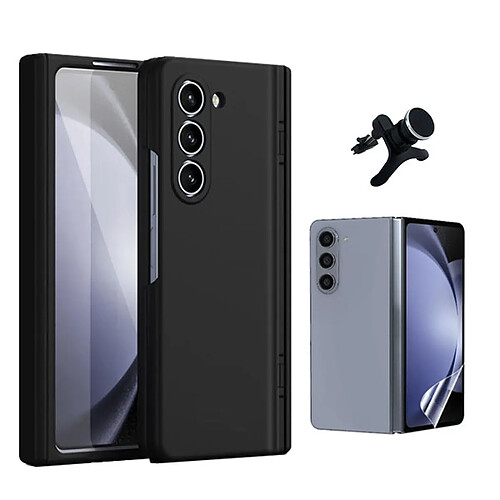 NIS Kit Film Hydrogel Full Front Cover + Coque Silicone Liquide + Support Renforcé Phonecare Compatible avec Samsung Galaxy Z Fold6 - Noir