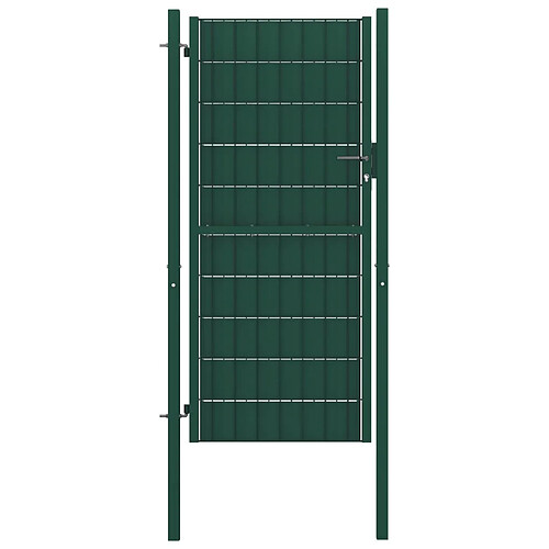 vidaXL Portail de clôture PVC et acier 100x124 cm Vert