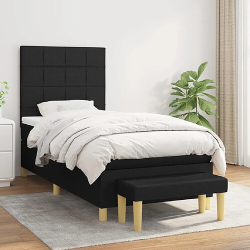 Maison Chic Lit Adulte - Lit simple Lit à sommier tapissier avec matelas moelleux - Meuble de Chambre - Noir 90x190 cm Tissu -MN78740