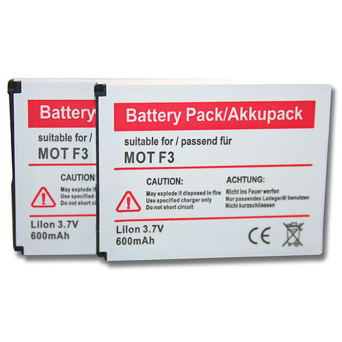 Vhbw 2 batteries 600mAh pour téléphone fixe sans fil Motorola Motofone F3, AVM Fritz! Fone MT-F, M2 remplace 312BAT006, 100402