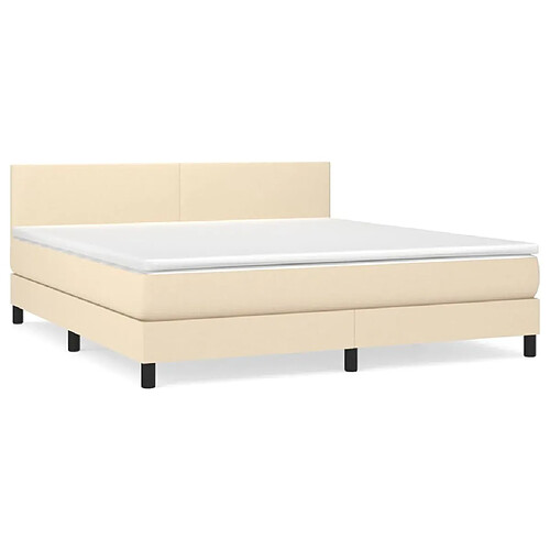 Maison Chic Lit adulte- Lit + matelas,Sommier à lattes de lit avec matelas Crème 180x200 cm Tissu -GKD64756