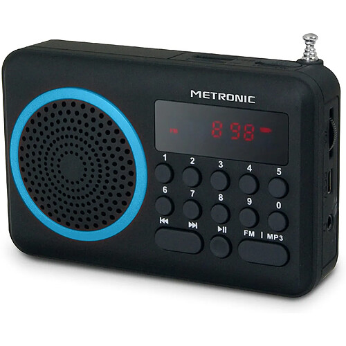 Metronic radio Portable FM Compact USB SD bleu noir