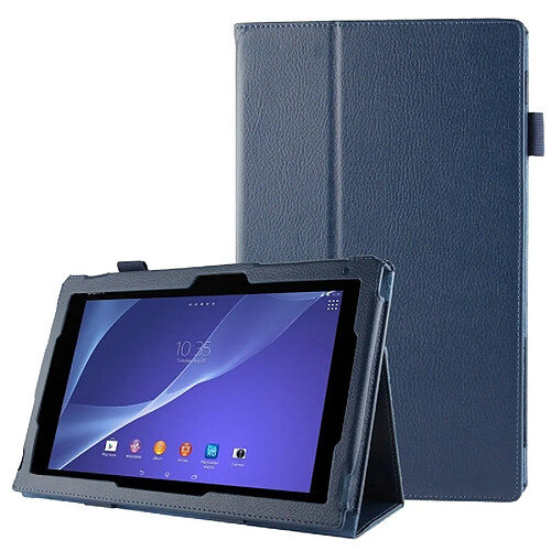 Wewoo Housse Étui bleu foncé pour Sony Xperia Tablet Z2 10.1 Litchi Texture en cuir avec support