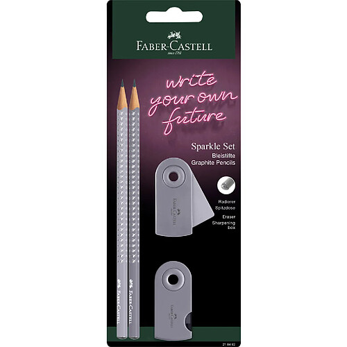 FABER-CASTELL Kit d'écriture GRIP SPARKLE, gris ()