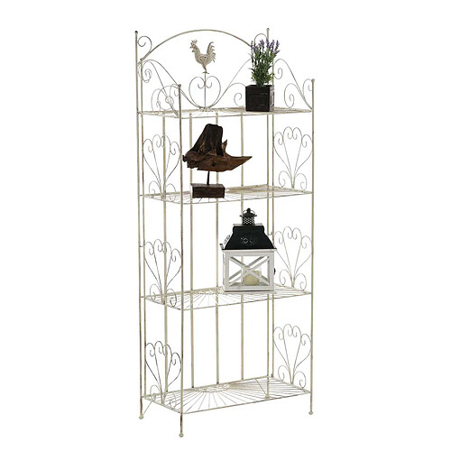 Decoshop26 Etagère de rangement support plantes meuble pour terrasse balon salon en métal crème vieilli 10_0003984