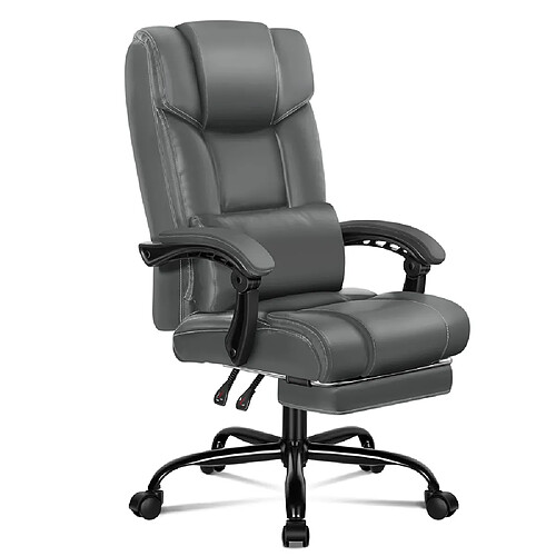 ALFORDSON Fauteuil de Bureau Ordinateur Gaming Siège en Cuir PU Recliner Gris