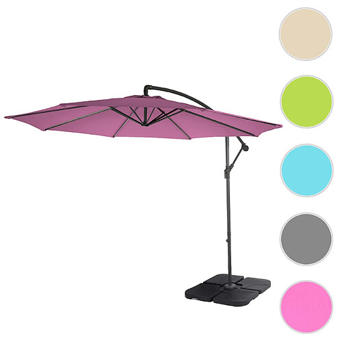 Mendler Acerra, parasol, protection solaire, Ø 3m inclinable, polyester/acier 11kg ~lavande avec support