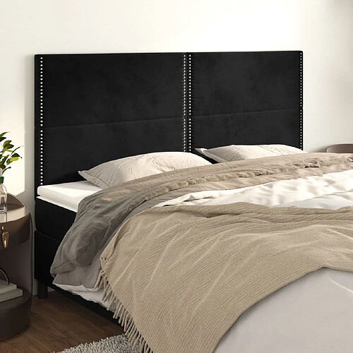 vidaXL Têtes de lit 4 pcs Noir 90x5x78/88 cm Velours