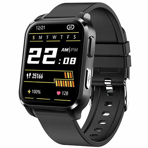 E90 Montre Intelligente Pression Artérielle Oxygène Sanguin Surveillance Du Sommeil Sport Étanche Smartwatch Noir Silicone