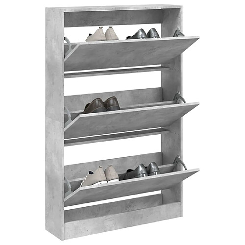 vidaXL Armoire à chaussures gris béton 80x21x125,5cm bois d'ingénierie