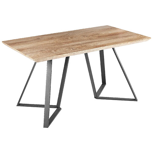 Beliani Table de salle à manger 140 x 80 cm bois clair et noir UPTON